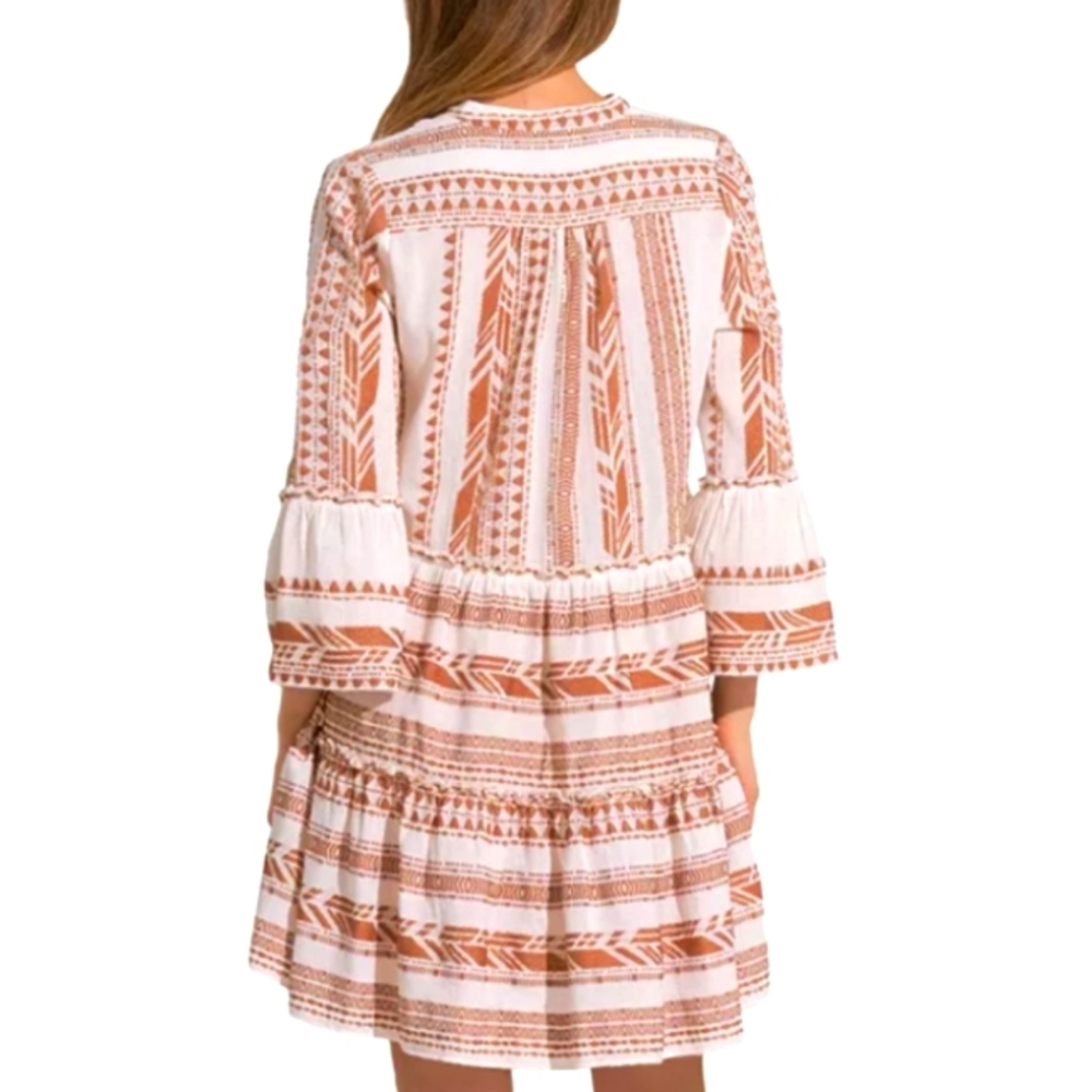 Elan Brown and White Print Charli Dress Size Large w Pockets - Picture 2 of 8